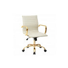 Plata Import Toni Low Back Gold Office Chair, White (LS-3011-G-W)-PU Leather Seat