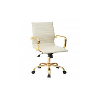 Plata Import Toni Low Back Gold Office Chair, White (LS-3011-G-W)-PU Leather Seat