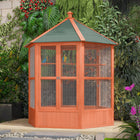 PawHut 70" H Outdoor Wooden Bird Cage with Water-Resistant Asphalt Roof - Brown-Secure locks keep birds safely contained 