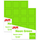 JAM Paper Square Address Labels, 2 x 2, Neon Green, 240 Pack-Mailing Address Labels