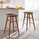 Modway Saville Backless Wood Counter Stools - Walnut - Set of 2-Backless Design