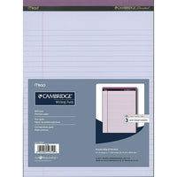 Cambridge Perforated Pads, 8-1/2" x 11-3/4", Wide-Ruled, Orchid, 50 Sheets Per Pad, 3 Pack-Lightly tinted paper reduces strain on the eyes and helps differentiate between subjects or projects