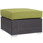 Modway Convene Outdoor Patio Fabric Square Ottoman - Espresso/Peridot-Synthetic Rattan Weave