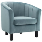 Modway Prospect Channel Tufted Performance Velvet Armchair - Light Blue-Modern Barrel Back Armchair