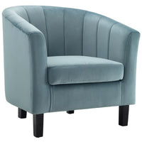 Modway Prospect Channel Tufted Performance Velvet Armchair - Light Blue-Modern Barrel Back Armchair