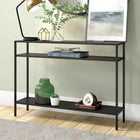 Hudson&Canal Ricardo 42"W Console Table with Metal Shelves - Blackened Bronze-Hand crafted blackened bronze finish is applied to the steel frame