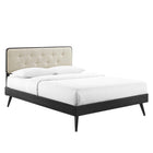 Modway Bridgette Wood Queen Platform Bed with Splayed Legs - Black Beige-Queen Platform Bed Frame