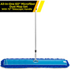 Gritt Commercial All-In-One 60” Microfiber Dust Mop Set with 72" Telescopic Handle-Boasts a distinctive snap lock for 180-degree swivel action or fixed position