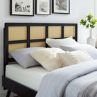 Modway Luana Cane Queen Headboard - Black-Window Pane Detail