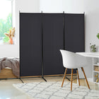 HOMCOM 3 Panel Double Hinged Freestanding Room Divider for Home Office - Black-Solid colour with simply line for a classic feeling
