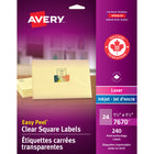 Avery Easy Peel Square Labels - 1-1/2" x 1-1/2" - Clear - 240 Labels-Clear Address Labels