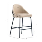 Manhattan Comfort Gracie 22" Modern Leatherette Upholstered Counter Stool - Tan and Black - 2 Pack-Upholstered in Luxurious Leatherette with Fine Stitching 