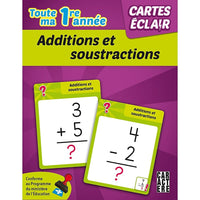 Caractere Additions et soustractions - French - Grade 1-The format of this workbook not only enables the child to target the essential lessons learned in class in order to review them at home but it also motivates him or her to study with an adult in a playful manner.