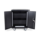 Luxor 32-Device AC Charging Cart for Up to 17" Laptops/Chromebooks-Four non-marring 4" casters, two with locking brakes, and handle for easy maneuverability