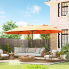 Outsunny Extra-Large Double-Sided Patio Umbrella with Twin Canopy and Crank - 15' - Orange-Large 8.7' diameter double canopy umbrella with 7.8' height for wide coverage from the sun