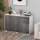 HOMCOM 46.1" L High Gloss Buffet Sideboard with 2 Drawers - Grey and White-Suitable for the living room, dining room, and office