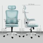 Vinsetto High Back Office Chair with Rotatable Headrest, Lumbar Back Support - Light Blue-Adjustable seat height to fit your sitting style