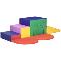Qaba Soft Play, Foam Climbing Blocks for Toddlers - Multicolored - Set of 7-Includes different foam blocks for imagination and creativity stimulation 