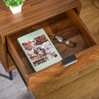 HOMCOM Bedside Table with 2 Drawers - Walnut Brown-Herringbone pattern design in walnut brown colour create chic tone, perfect for your bedroom, study, living room