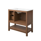 Modway Ashlyn 36" Wood Bathroom Vanity - Walnut/White-Ceramic Basin