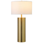 Hudson&Canal York 29.5" Tall Table Lamp with Fabric Shade - Brass/White-Paired with a white fabric drum shade