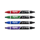 Expo Low Odour Dry Erase Marker - 2 in 1 Chisel - 4 Pack-Chisel tip marks 3 line widths- broad, medium and fine
