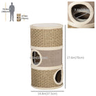 PawHut 28" 3-Story Cat Condo Tower - Khaki/Brown-Tough particle board structure is safe for your cat 