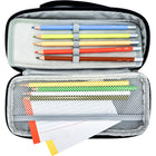 Hilroy Grid Case Zipper Pencil Pouch - Black-Built in handle 