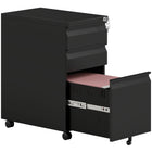 Vinsetto 3-Drawer Steel Letter/A4 Filing Cabinet - Black-Fits under desks for efficient space utilization
