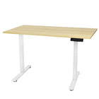 Ezywork Dual Motor Electric Height Adjustable Standing Desk - 48" x 24" - White Frame / Bright Wood Table Top-Eletric with DUAL MOTOR