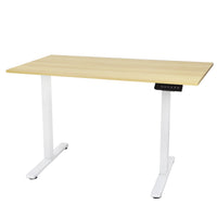 Ezywork Dual Motor Electric Height Adjustable Standing Desk - 48" x 24" - White Frame / Bright Wood Table Top-Eletric with DUAL MOTOR