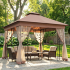 Outsunny 10 ft W x 10 ft L Patio Gazebo - Outdoor Gazebo Canopy - Dark Brown-Polyester cover is waterproof and is UV protected to provide a full range of protection