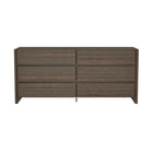 Manhattan Comfort Linda 72" Modern 6-Drawer Double Dresser - Walnut Brown-Modern Double Dresser for Bedroom and Living Room Use