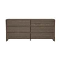 Manhattan Comfort Linda 72" Modern 6-Drawer Double Dresser - Walnut Brown-Modern Double Dresser for Bedroom and Living Room Use