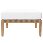 Modway Clearwater Outdoor Patio Teak Wood Ottoman - Grey/White-Non-Marking Foot Pins