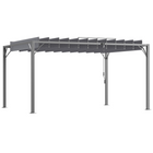 Outsunny 12.8 ft W x 9.7 ft L Outdoor Louvered Pergola with Retractable Roof - Grey-The pergola gazebo offers ample space for gatherings and relaxation