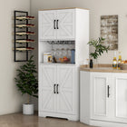 HOMCOM 68" H Kitchen Pantry Cabinet with Microwave Oven Countertop - White-Four glass holders for 12 wine glasses 