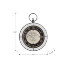 Monarch Specialties Clocks 18" Round Wall Clock - Brown Mirror -Easy to read analog clock with a printed roman numeric display, and centered with a vintage print under a glass surface, perfect for adding a touch of retro to your home decor