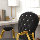 Vinsetto Vanity Office Chair with Button Tufted Backrest and Arms - Black-Super comfort and upholstery padded backrest and seat