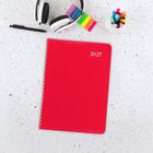 Staples 2027 Daily Planner - 5-3/4" H x 8-3/8" W - Assorted - Bilingual-Past, current and future calendars on bottom of pages