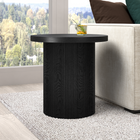 Hudson&Canal Isa 22" Wide Round Fluted Side Table - Black Grain-Features easy assembly