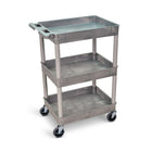 Luxor Polyethylene 3-Shelf Tub Cart - Grey-Multipurpose utility cart