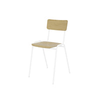 Ceha Canada Ruby Multipurpose Stackable Chair - White/Beech-Sturdy Construction: Built with a strong Ø 21 mm welded tube frame, finished with an epoxy-polyester powder coating for durability