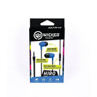 Wicked Audio Hiro Wired Earbud With Mic Blue-Wired, 4ft cord
