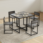 HOMCOM Industrial 3-Piece Small Space Dining Set - Grey-Tabletop resists scratching and water for easy maintenance