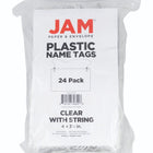 JAM Paper Plastic Name Tags - 4 x 3 1/2 - Clear - 24 Pack-Easy to assemble with clear pocket pouch, white cards, white thread and metal fasteners