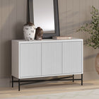 Hudson&Canal Brighton 48"W Buffet Table - White-Constructed of sturdy steel, high quality engineered wood, and PVC materials in a handcrafted white finish