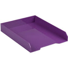 JAM Paper Stackable Paper Organizer Trays - Purple - 2 Pack-Front-Load Desk Top Letter Trays | Colour: Purple