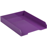 JAM Paper Stackable Paper Organizer Trays - Purple - 2 Pack-Front-Load Desk Top Letter Trays | Colour: Purple