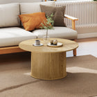 HOMCOM 31.5" Round Coffee Table for Living Room - Oak-Assembly required